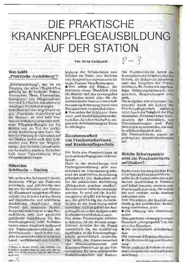 Vorschauseite 1: Die praktische Krankenpflegeausbildung auf der Station