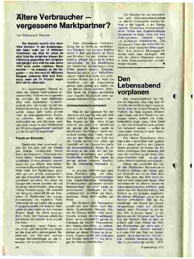 Vorschauseite 1: Ältere Verbraucher - vergessene Marktpartner?