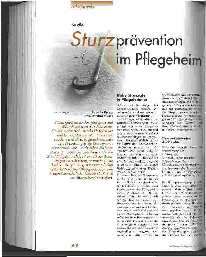 Vorschauseite 1: Sturzprävention im Pflegeheim