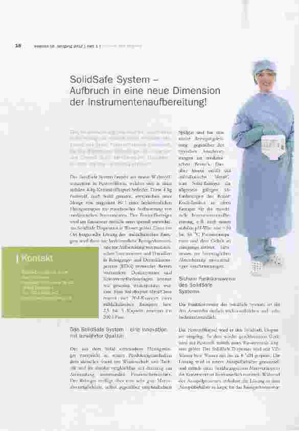 Vorschauseite 1: SolidSafe System Aufbruch in eine neue Dimension der Instrumentenaufbereitung!