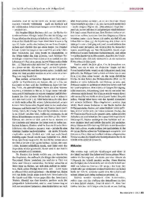 Vorschauseite 5: Über Suizide und suizidale Syndrome in der Heiligen Schrift: Christen im Spannungsfeld der biblischen Lehre