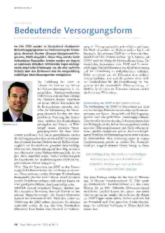 Vorschauseite 1: Bedeutende Versorgungsform