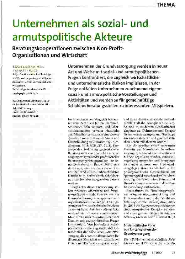 Vorschauseite 1: Unternehmen als sozialund armutspolitische Akteure