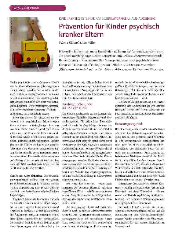 Vorschauseite 1: Prävention für Kinder psychisch kranker Eltern