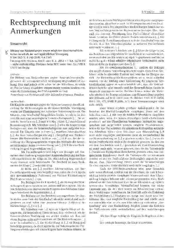 Vorschauseite 1: Rechtsprechung mit Anmerkungen