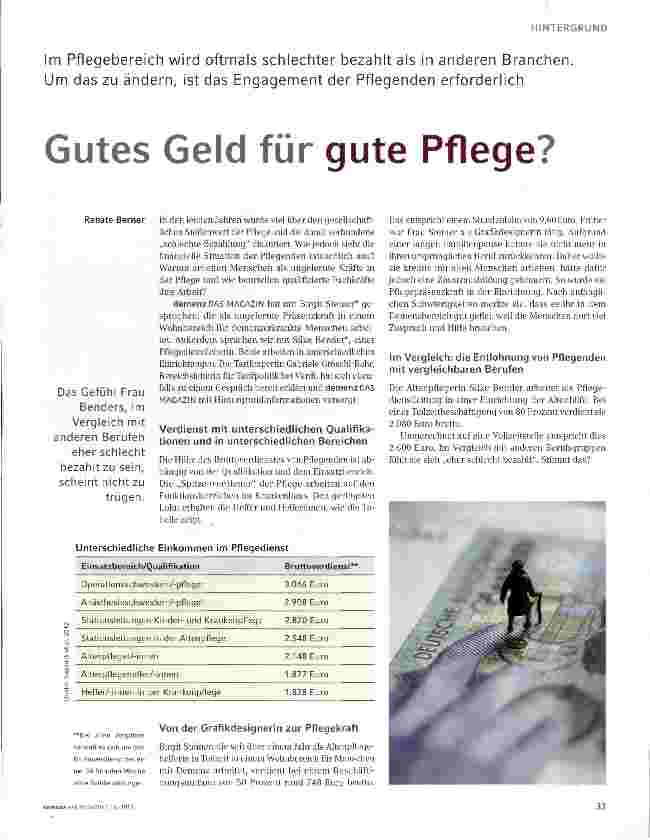 Vorschauseite 1: Gutes Geld für gute Pflege?