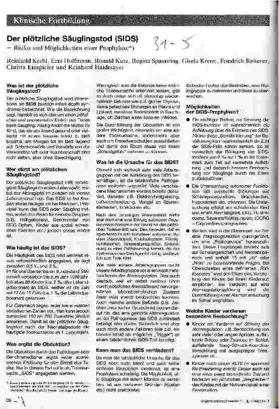Vorschauseite 1: Der plötzliche Kindstod (SIDS) - Risiko und Möglichkeiten einer Prophylaxe