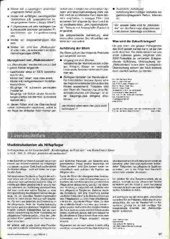 Vorschauseite 2: Der plötzliche Kindstod (SIDS) - Risiko und Möglichkeiten einer Prophylaxe