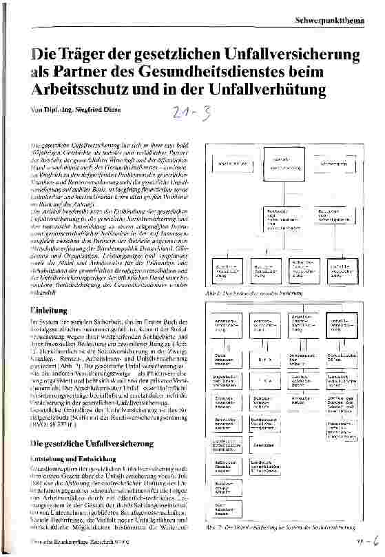 Vorschauseite 1: Die Träger der gesetzlichen Unfallversicherung als Partner des Gesundheitsdienstes beim Arbeitsschutz und in der Unfallverhütung