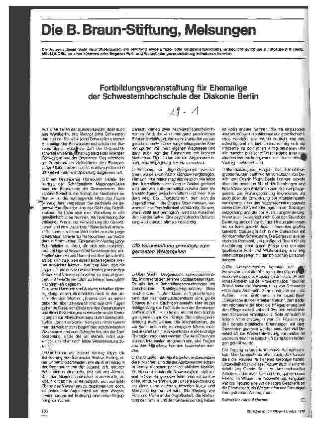 Vorschauseite 1: Fortbildungsveranstaltung für Ehemalige der Schwesternhochschule der Diakonie Berlin
