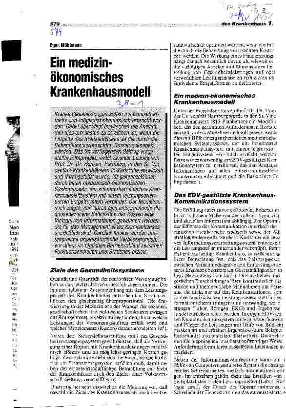 Vorschauseite 1: Ein medizinökonomisches Krankenhausmodell