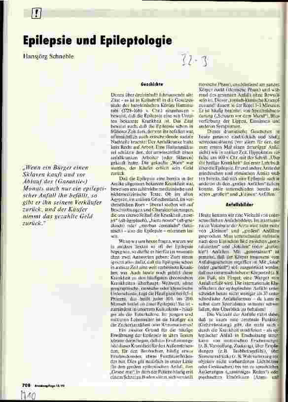 Vorschauseite 1: Epilepsie und Epileptologie