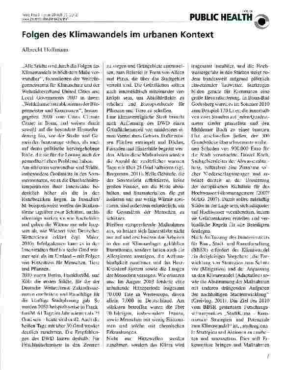Vorschauseite 1: Folgen des Klimawandels im urbanen Kontext