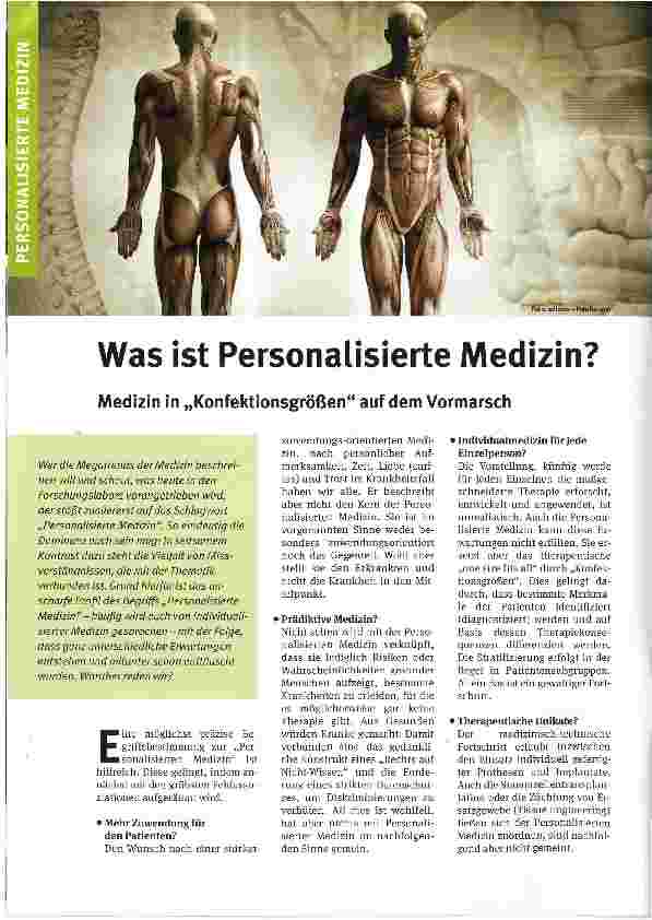 Vorschauseite 1: Was ist Personalisierte Medizin? Medizin in „Konfektionsgrößen auf dem Vormarsch