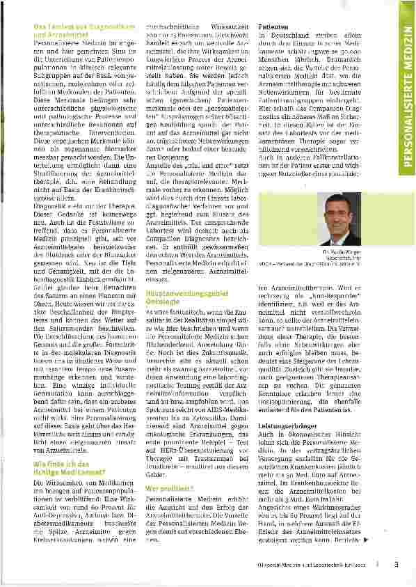 Vorschauseite 2: Was ist Personalisierte Medizin? Medizin in „Konfektionsgrößen auf dem Vormarsch