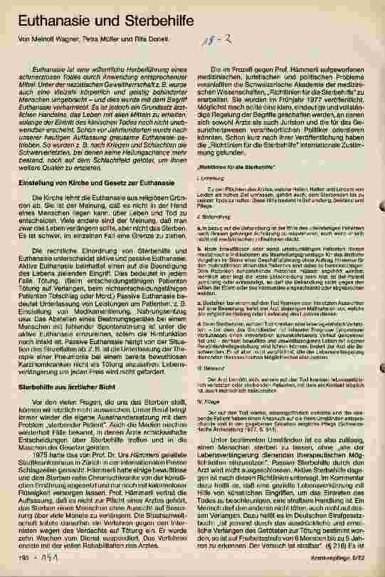 Vorschauseite 1: Euthanasie und Sterbehilfe