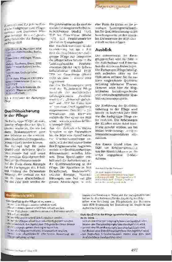 Vorschauseite 2: Verbindliche vergleichende Qualitätssicherung in der Pflege
