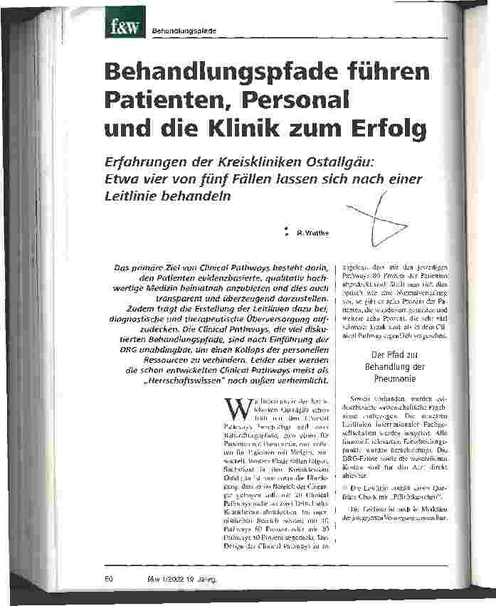 Vorschauseite 1: Behandlungspfade führen Patienten, Personal und die Klinik zum Erfolg