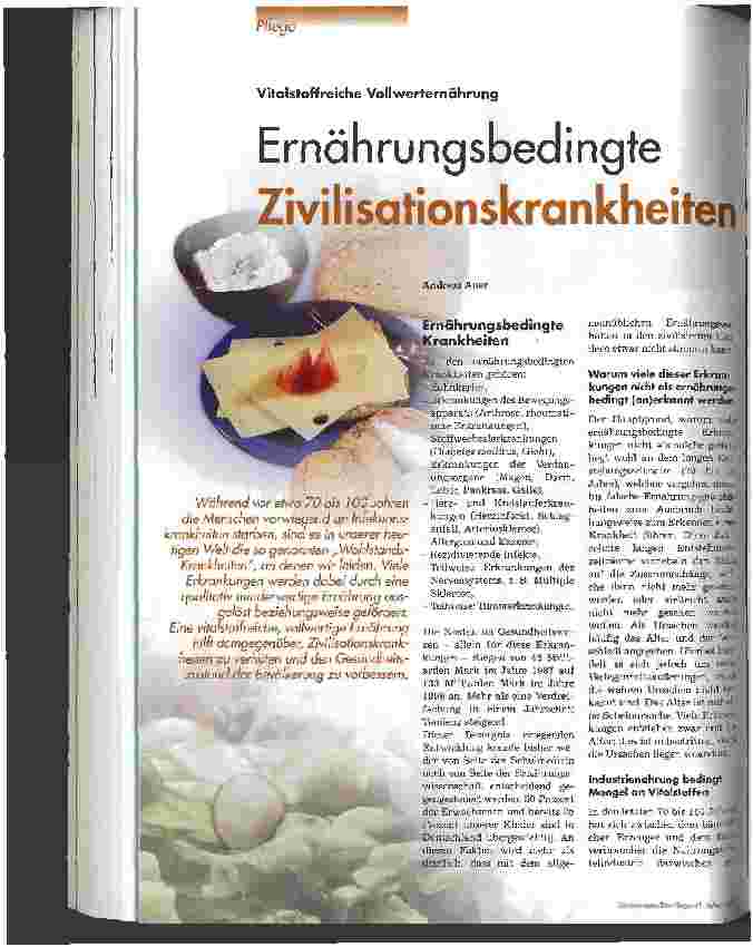 Vorschauseite 1: Ernährungsbedingte Zivilisationskrankheiten