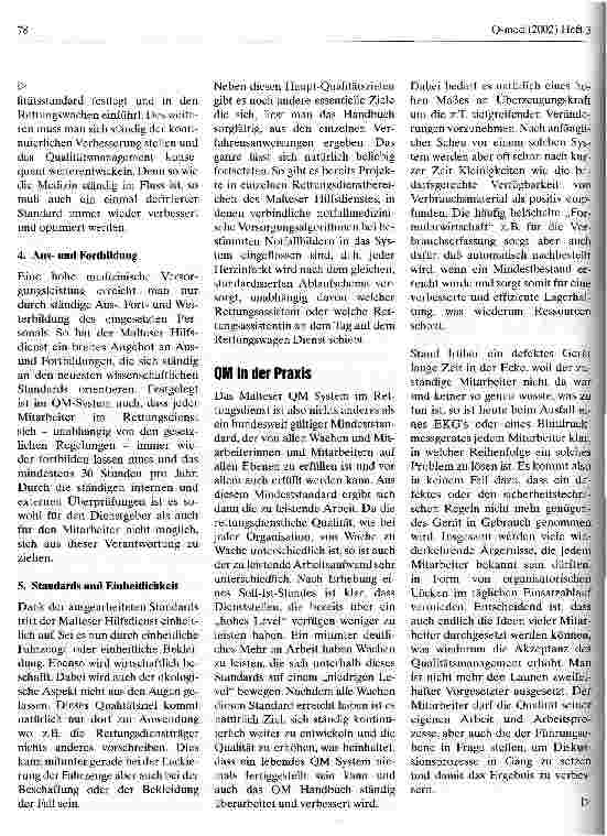 Vorschauseite 4: Qualität rettet Leben Qualitätsmanagement im Malteser Rettungsdienst