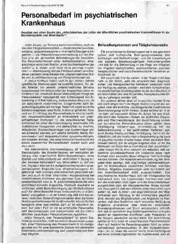 Vorschauseite 1: Personalbedarf im psychiatrischen Krankenhaus