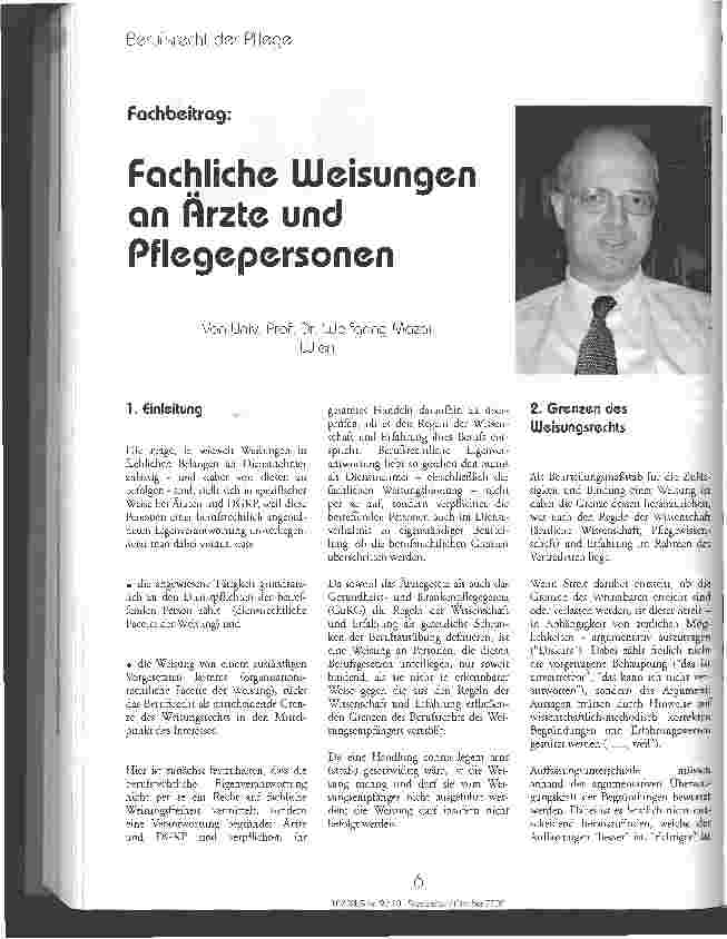 Vorschauseite 1: Fachliche Weisungen an Ärzte und Pflegepersonen