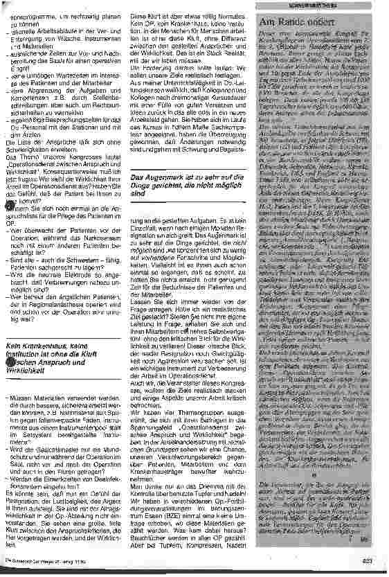 Vorschauseite 2: Operationsdienst zwischen Anspruch und Wirklichkeit 1. Internat. Kongreß für Krankenpflegepersonal im Operationsdienst