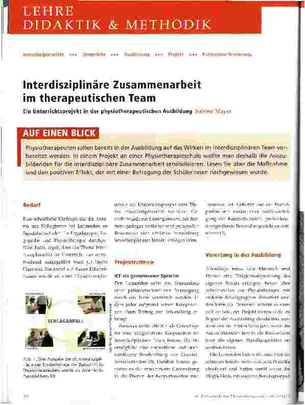 Vorschauseite 1: Interdisziplinäre Zusammenarbeit im therapeutischen Team