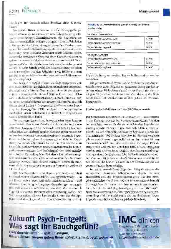 Vorschauseite 3: Die G-DRG-Kostenmatrix des InEK ein Werkzeug für Krankenhausmanager (IV)Die Herausforderung eines transparenten Arzneimittelcontrollings