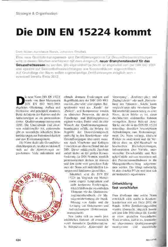 Vorschauseite 1: Die DIN EN 15224 kommt