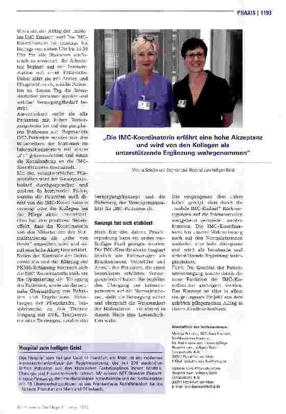 Vorschauseite 3: IMC-Patienten gut versorgen auch auf Normalstationen