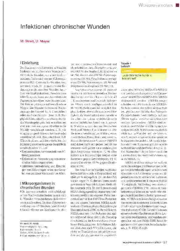 Vorschauseite 1: Infektionen chronischer Wunden
