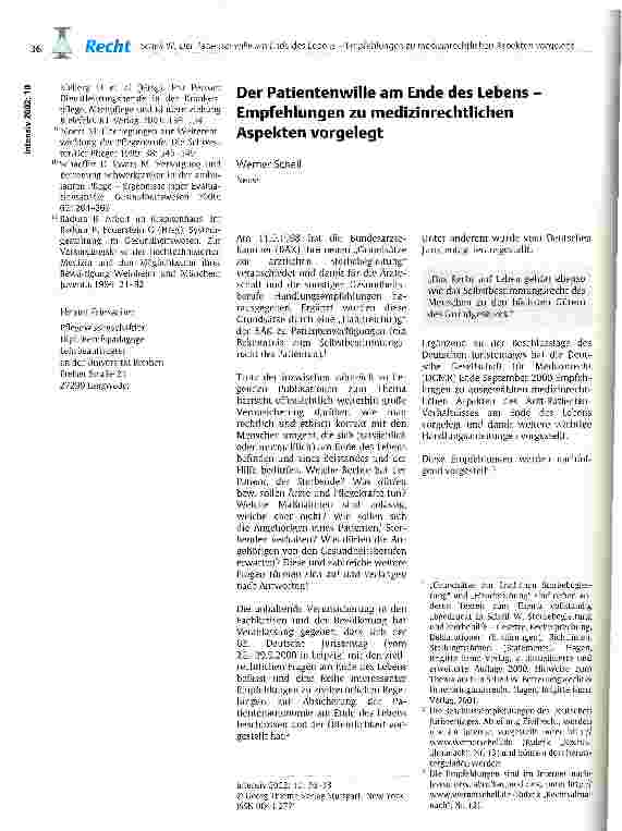 Vorschauseite 4: Ein erweiterter Kongressbericht zum Symposium Pflege neu denken - Zukunft der Pflegeausbildung am 24.9.2001 in Bremen