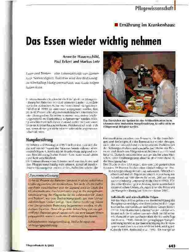 Vorschauseite 1: Das Essen wieder wichtig nehmen