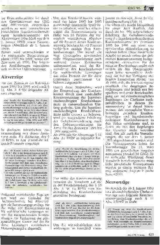 Vorschauseite 2: Gesundheitsstrukturgesetz 1993 - Neuregelung der Liquidation wahlärztlicher Leistungen und der Kostenerstattung liquidationsberechtigter Krankenhausärzte ..
