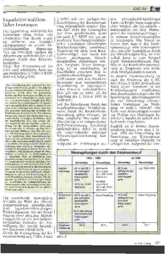 Vorschauseite 4: Gesundheitsstrukturgesetz 1993 - Neuregelung der Liquidation wahlärztlicher Leistungen und der Kostenerstattung liquidationsberechtigter Krankenhausärzte ..
