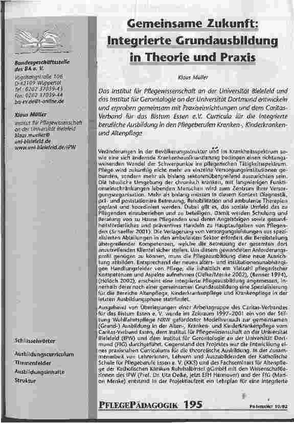 Vorschauseite 1: Gemeinsame Zukunft: Integrierte Grundausbildung in Theorie und Praxis