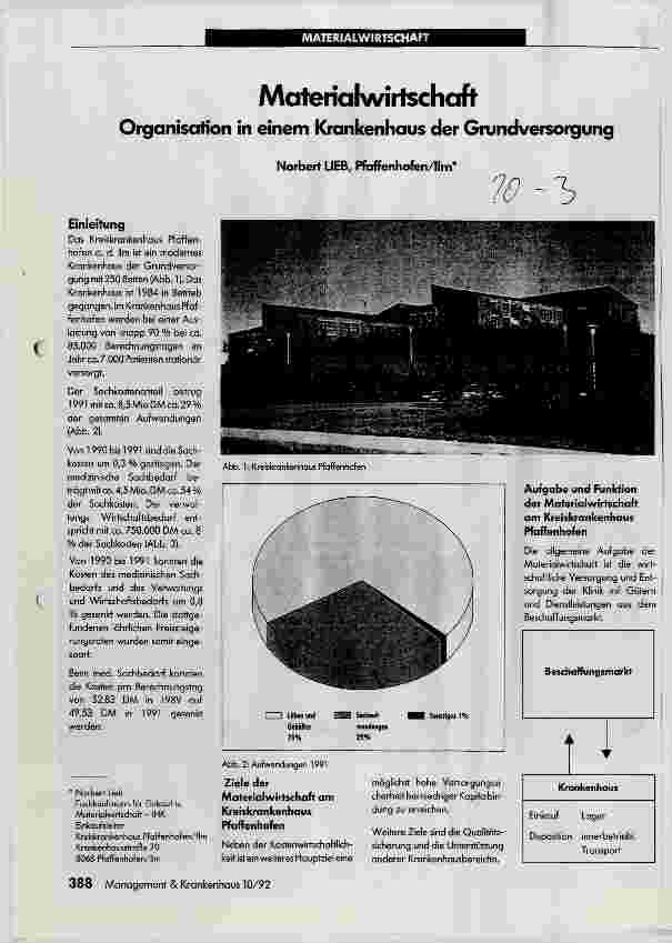 Vorschauseite 1: Materialwirtschaft Organisation in einem Krankenhaus der Grundversorgung