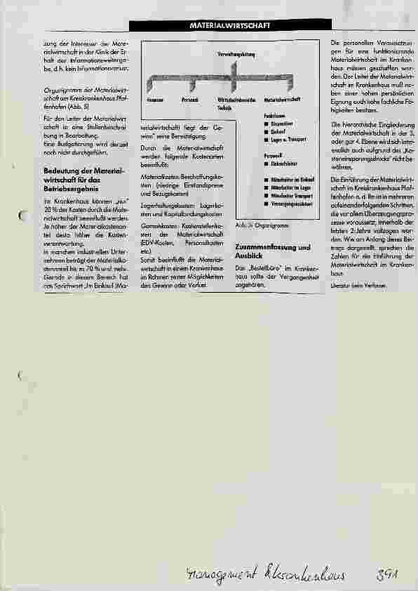 Vorschauseite 3: Materialwirtschaft Organisation in einem Krankenhaus der Grundversorgung