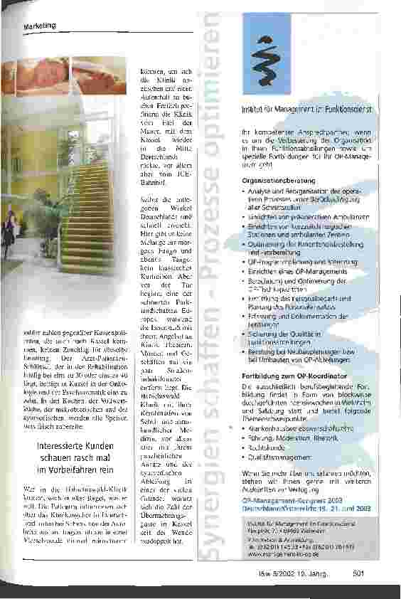 Vorschauseite 2: Die Privatpatienten wollen für eine gute Leistung zahlen Die Kasseler Habichtswald-Klinik begann als Wagnis und wurde zum Erfolg