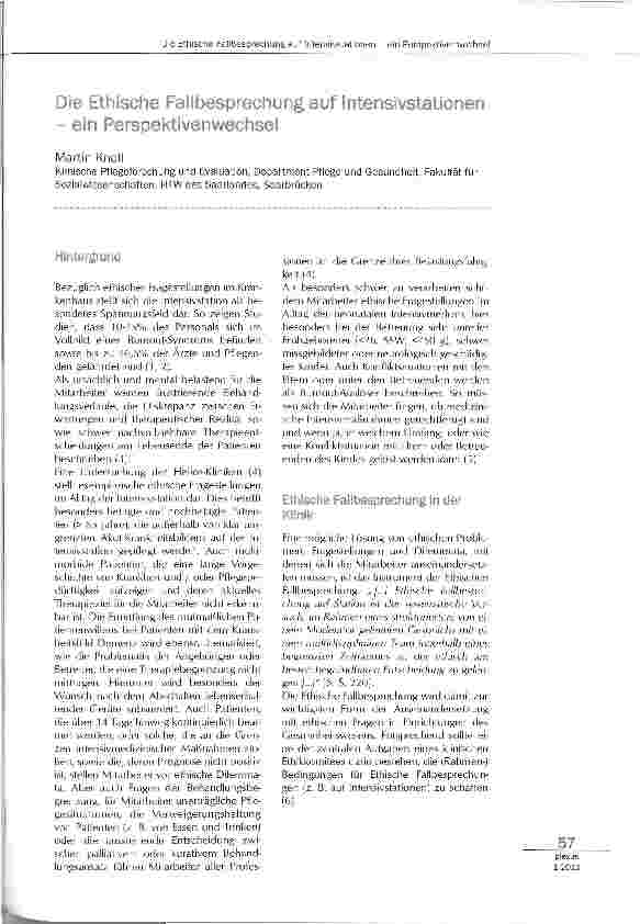 Vorschauseite 1: Die Ethische Fallbesprechung auf Intensivstationein Perspektivenwechsel