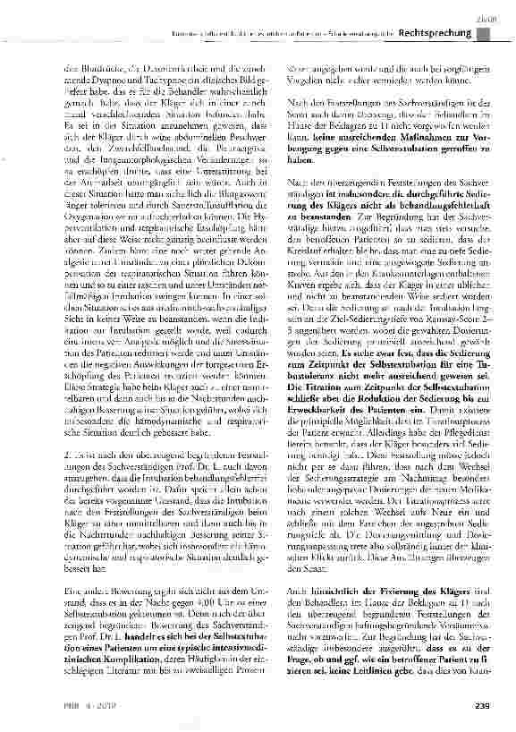 Vorschauseite 5: Koma nach Selbstextubation eines intubierten Patienten SchadenersatzansprücheBGB § 253, § 280, § 611, § 823 Abs. 1