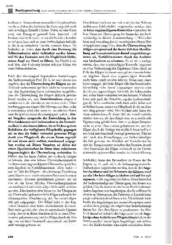 Vorschauseite 6: Koma nach Selbstextubation eines intubierten Patienten SchadenersatzansprücheBGB § 253, § 280, § 611, § 823 Abs. 1