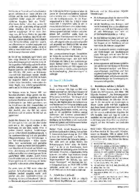Vorschauseite 2: 20 Jahre Betreuungsrecht - 20 Jahre BtPrax -Gedanken zu den Wechselwirkungen der BtPrax und des Betreuungswesens