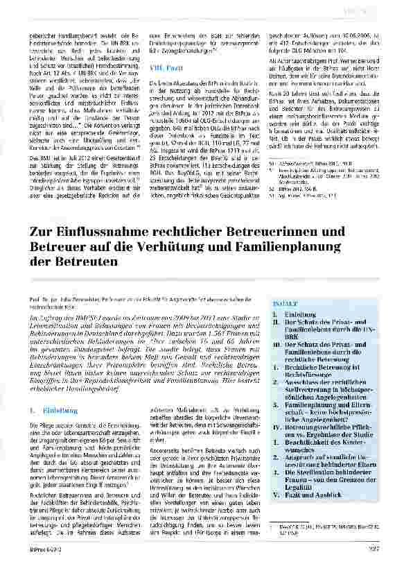 Vorschauseite 5: 20 Jahre Betreuungsrecht - 20 Jahre BtPrax -Gedanken zu den Wechselwirkungen der BtPrax und des Betreuungswesens