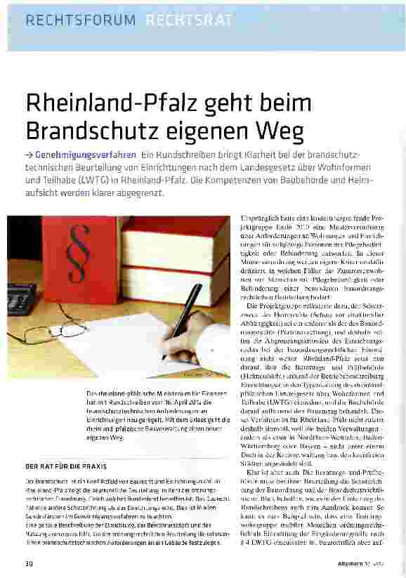 Vorschauseite 1: Rheinland-Pfalz geht beim Brandschutz eigenen Weg