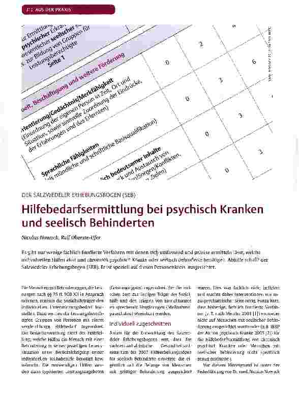 Vorschauseite 1: Hilfebedarfsermittlung bei psychisch Kranken und seelisch Behinderten