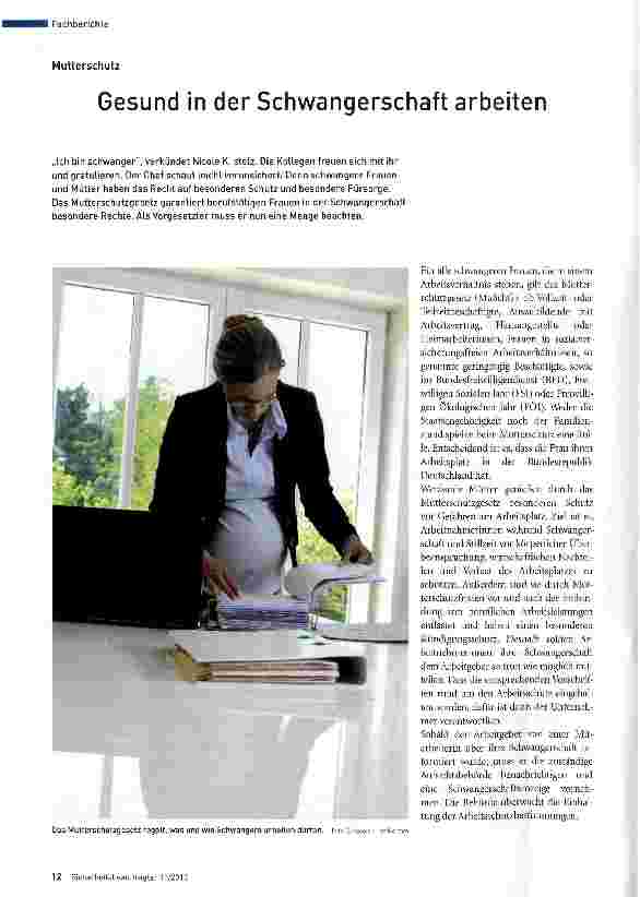 Vorschauseite 1: Gesund in der Schwangerschaft arbeiten