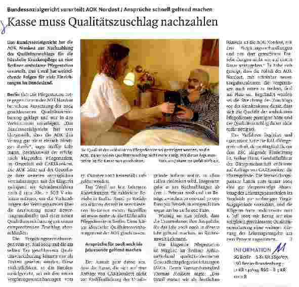 Vorschauseite 1: Kasse muss Qualitätszuschlag nachzahlen
