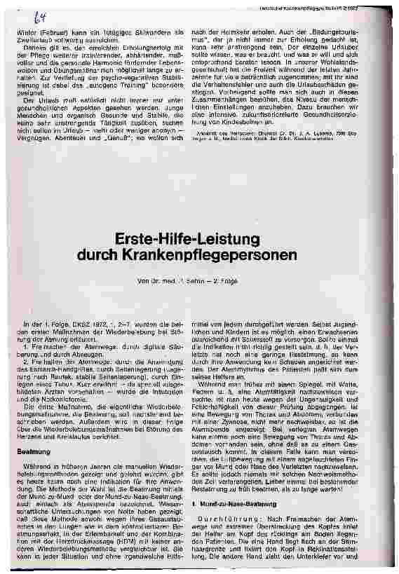 Vorschauseite 1: Erste-Hilfe-Leistung durch Krankenpflegepersonal
